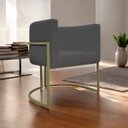 Ver imagem 2 de Poltrona Decorativa Recepção Luna Corino Base de Ferro Champagne