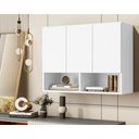 Ver imagem 2 de Armario Aéreo Organizador Multiuso Quarto Sala Bela 3 Portas:Branco