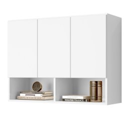Armario Aéreo Organizador Multiuso Quarto Sala Bela 3 Portas:Branco - 1