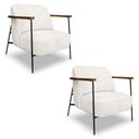 Ver imagem 1 de Kit 2 Poltronas Decorativa Celeste Linho Bouclê Base de Ferro Preto - Pallazio Bege Pérola