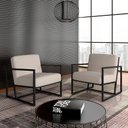 Ver imagem 2 de Kit 2 Poltronas Industrial Kingston Preto/bouclé Off White Móveis Arapongas