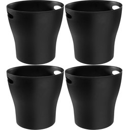 4 Baldes de Gelo Plásticos 7l para Cerveja Vinho Garrafa Champanheiras Pretas com Alças - 1 4 Baldes de Gelo Plásticos 7l para Cerveja Vinho Garrafa Champanheiras Pretas com Alças - 1