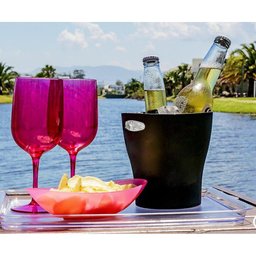 4 Baldes de Gelo Plásticos 7l para Cerveja Vinho Garrafa Champanheiras Pretas com Alças - 2 4 Baldes de Gelo Plásticos 7l para Cerveja Vinho Garrafa Champanheiras Pretas com Alças - 2