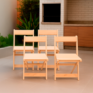 Kit 4 Cadeiras Dobráveis de Madeira para Area Gourmet Ismalu: Natural