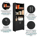 Ver imagem 3 de Armário para Escritório Semi-Aberto 2 Portas com Chave 70cm Preto