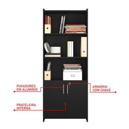 Armário para Escritório Semi-Aberto 2 Portas com Chave  - 7
