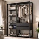 Ver imagem 1 de Guarda-roupa Closet Modulado Arizona 2 Gavetas 135cm Multimóveis Mp4783 Preto