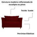 Ver imagem 4 de Namoradeira Poltrona Recepção Sala Escritório Isis Suede Cor:bordo