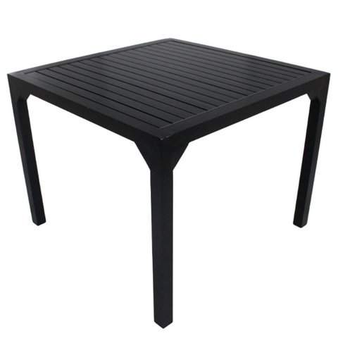 Mesa Quadrada Haiti 100cm Tampo Ripado em Alumínio Cozinha Edícula Trama Original