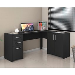 Mesa de Escritório em L 2 Gavetas 3 Portas Office Nt 2005  - 7