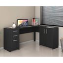 Ver mais imagens de Escrivaninha Mesa Escritório em L Office Nt 2005 2 Gavetas 3 Portas 157cm Preto Tx