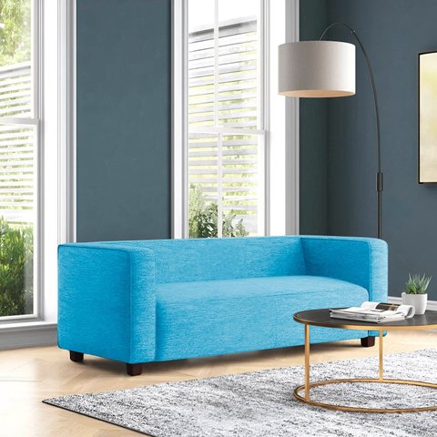 Sofá Namoradeira Amsterdam 1,40m Suede Azul Turquesa - Clique Decorações