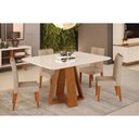 Ver imagem 7 de Mesa P/ Cozinha Kiara C/ Tampo Madeirado C/ Vidro Curvo 120x90cm Freijo/off White - Dj Móveis