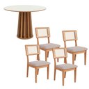 Ver imagem 6 de Conjunto Mesa de Jantar Kit Mesa + Cadeiras 4 Lugares Tampo MDF Freijó Bege Rústico 115cm Dalla