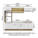 Ver imagem 4 de Armário de Cozinha Completa 270cm Rustic Branco Agata Madesa 03