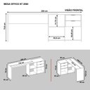 Ver imagem 5 de Escrivaninha Mesa Escritório em L Office Nt 2060 2 Gavetas 3 Nichos 148,6cm Branco New