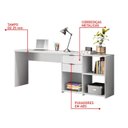Ver imagem 7 de Escrivaninha Mesa Escritório em L Office Nt 2060 2 Gavetas 3 Nichos 148,6cm Branco New