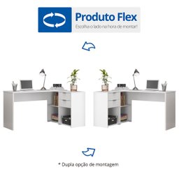 Mesa de Escritório em L 2 Gavetas 3 Nichos Office NT 2060  - 10
