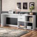 Ver imagem 3 de Escrivaninha Mesa Escritório em L Office Nt 2060 2 Gavetas 3 Nichos 148,6cm Branco New
