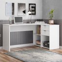 Ver imagem 1 de Escrivaninha Mesa Escritório em L Office Nt 2060 2 Gavetas 3 Nichos 148,6cm Branco New