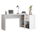 Ver imagem 4 de Escrivaninha Mesa Escritório em L Office Nt 2060 2 Gavetas 3 Nichos 148,6cm Branco New