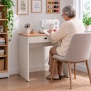 Ver imagem 2 de Mesa de Escritório Home Office Essence Compacta e Resistente para Costura com Gaveta Auxiliar Off-Wh