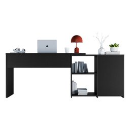 Mesa de Escritório em L 2 Gavetas 3 Nichos Office NT 2060  - 11