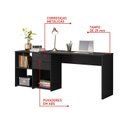 Ver imagem 7 de Escrivaninha Mesa Escritório em L Office Nt 2060 2 Gavetas 3 Nichos 148,6cm Preto Tx