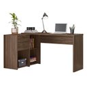 Ver imagem 3 de Mesa de Escritório em L Office NT 2060 2 Gavetas 3 Nichos 148,6cm Nogal Trend