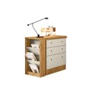 Ver imagem 7 de Escrivaninha Mesa Escritório em L Retrátil com Cômoda Módulos e Complementos 3 Gavetas 91,3cm Freijo