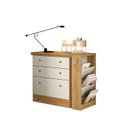 Ver imagem 6 de Escrivaninha Mesa Escritório em L Retrátil com Cômoda Módulos e Complementos 3 Gavetas 91,3cm Freijo