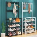 Ver imagem 6 de Cabideiro Arara e Sapateira Multifuncional 4 Prateleiras Branca – Organizador de Roupas, Bolsas e
