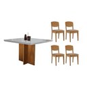 Ver imagem 1 de Conjunto: Mesa de Cozinha Berlim Curvo 90cm + 4 Cadeiras Havana Naturale/Off White - Linho Capuccino