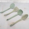 Conjunto Utensílios de Cozinha Plástico Kit Jogo Colher Concha Escumadeira Espátula Verde Menta - 3