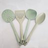 Conjunto Utensílios de Cozinha Plástico Kit Jogo Colher Concha Escumadeira Espátula Verde Menta - 2