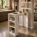 Ver imagem 3 de Bancada Ilha Gourmet Americana 90cm 2 Prateleiras Bologna Branco - Mademóvel