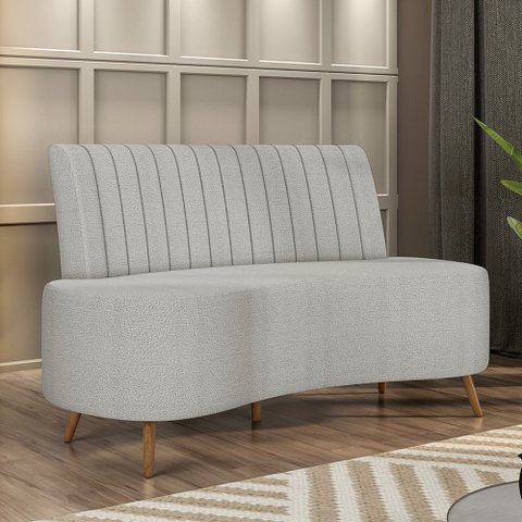 Sofá Living Decorativo 2 Lugares 1,60M Katara Cinza Bouclê G33 - Gran Belo