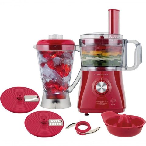 Multiprocessador 3x1 800W Classic Home 4 Velocidades Luxx Red 220V