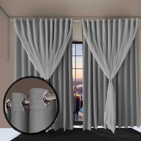 cortina blackout Ana quarto e sala 5,50 x 2,90 cinza