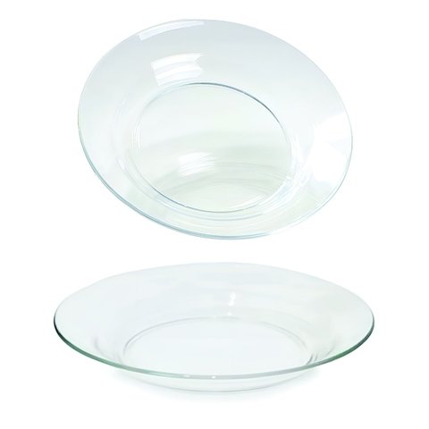 Kit Jogo Prato Fundo Transparente em Vidro 8 Peças 22,5cm