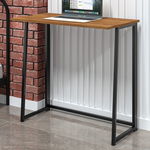 Mesa Industrial para Escritório Slim Asy Dobrável Preto e Canela