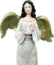 Ver imagem 2 de Estatueta Anjo Pombinha Branca Enfeite em Resina Natal 38cm
