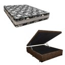 Ver imagem 1 de Cama Base Box Baú Casal Super Black Suede Marrom + Colchão Casal Super Black D33 28x138x188