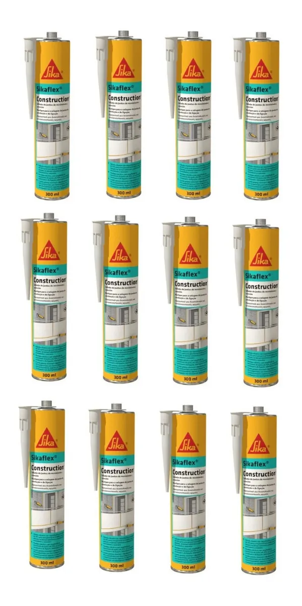 Kit 12 Selante Poliuretano Sikaflex Construction+ Branco Top - 1