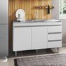 Balcão Com Pia Inox 120Cm 2 Portas 3 Gavetas Andréia Branco - 4