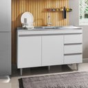 Ver imagem 4 de Balcão Com Pia Inox 120Cm 2 Portas 3 Gavetas Andréia Branco
