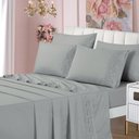 Ver imagem 2 de Jogo de Cama Lençol Queen Top Line 4 Peças - Cinza - 100% Poliéster