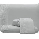 Ver imagem 1 de Jogo de Cama Lençol Queen Top Line 4 Peças - Cinza - 100% Poliéster