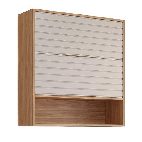 Armário Aéreo Esplêndida 80cm 2 Portas Basculantes com Nicho Freijó/off White - Mgm