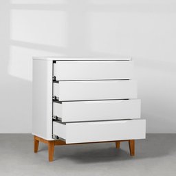 Kit Quarto Infantil Boom com Pés Square Mel - Berço Slim + Cômoda 4 Gavetas - Branco Abra Cadabra - 7